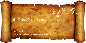 Ádám Irma névjegykártya